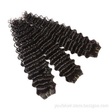 Unprocessed Raw Virgin Hair Bundles Deep Wave Curly Brazilian Bundles Human Hair Weft Deep Weave Hair Extensions